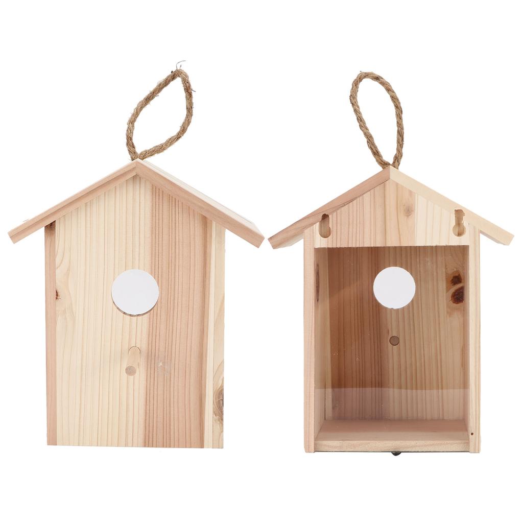 Wooden Window Bird House with Strong Suction Cup Outdoor Bird House for Garden Yard Decoration