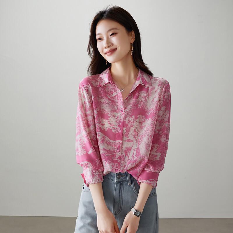 SOFSIL 2026 Spring Printed Silk Long-Sleeve Shirt