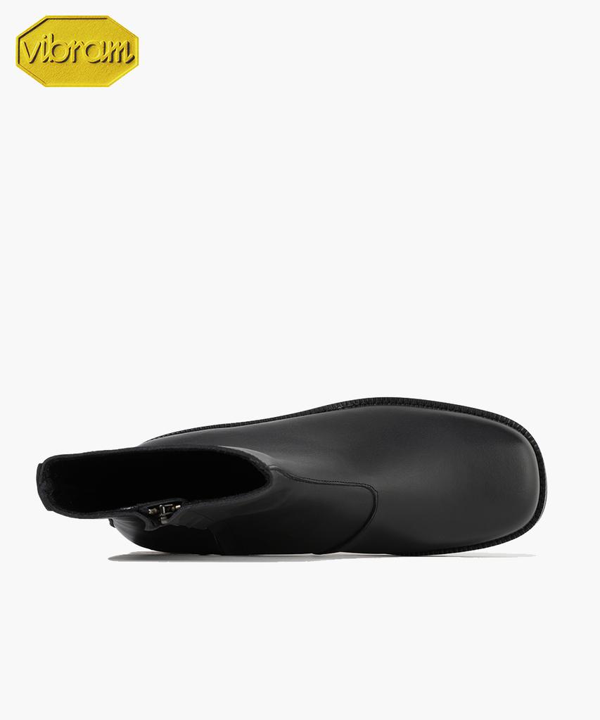 Firenze Atelier [Vibram] Minimal Line Oil Pull-Up Hidden Zipper Zip-Up Boots 9800 [Matt Black]
