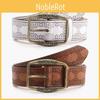 Retro Women Y2k Embossed Pu Waist Belt With Metal Pin Closure For Trendy Wear