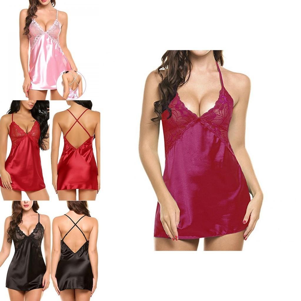 Elegant Women Lady Sexy Lace Sleepwear Satin Nightwear Lingerie Pajamas Suit Size S-xl For Ultimate Comfort