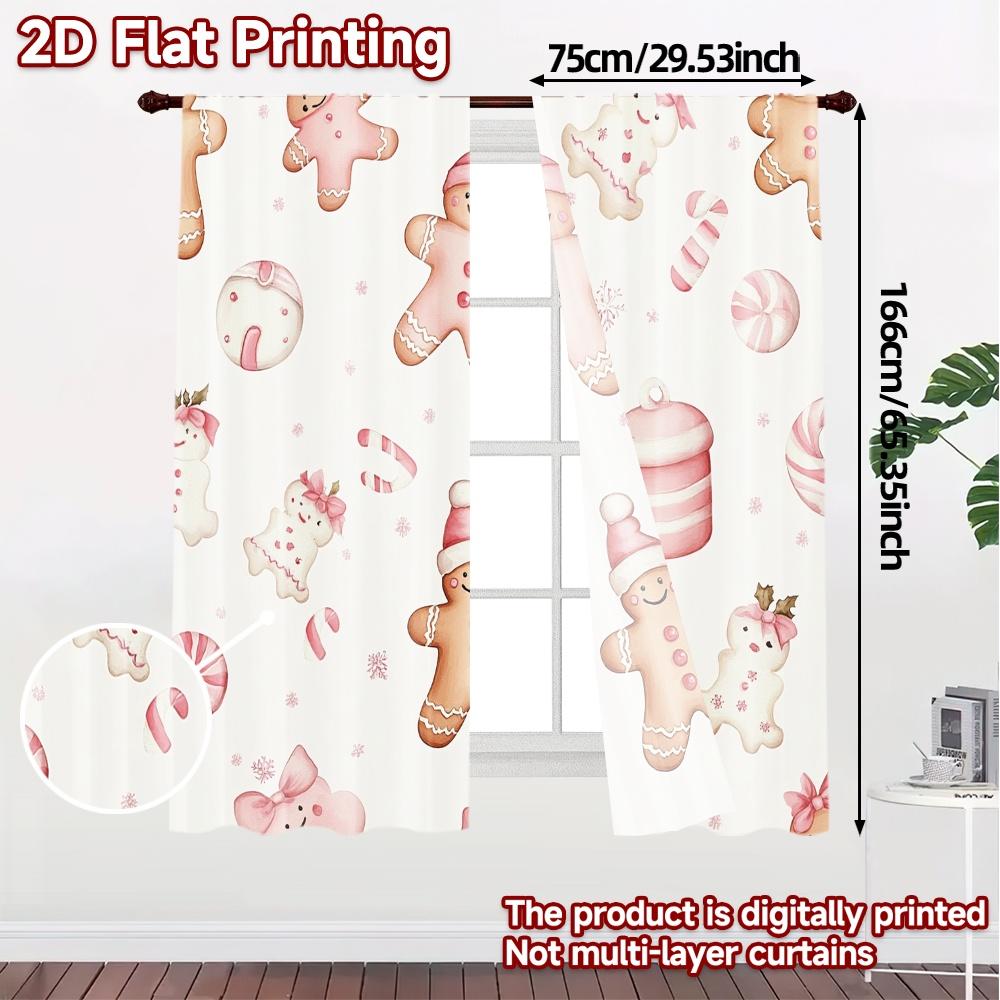 2pcs  Curtains Cute Christmas_a (2) Chic Chic Curtains Polyester Easy Install Curtains Holiday Use for Bedroom Office Kitchen