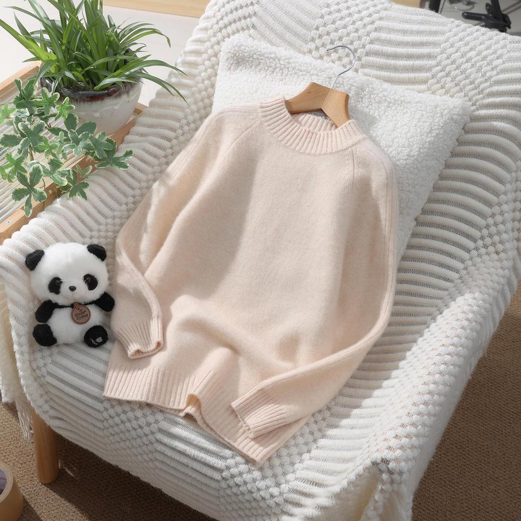 100% Pure Wool Kids' Thick Pullover Sweater - Warm Woolen Base Shirt for Boys & Girls