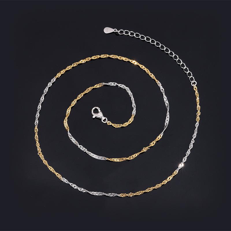 

Ювелирная серебряная цепочка с водяной рябью, двухцветная гальванизация 40 см 45 см 50 см