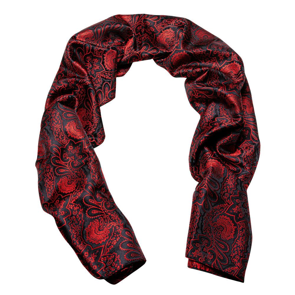 Barry.Wang Jacquard Silk Mens Scarf Floral Paisley Stylish Burgundy Gold Green Red Blue Purple For Male Wedding Business Party