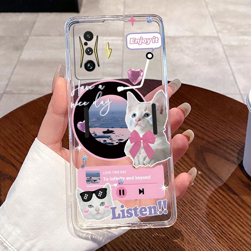Jelly Casing For Xiaomi Poco F4 GT 5G Capa For POCO F3 GT Fundas Clear Silicone Soft TPU Back Cover Cute Cat Protective Case