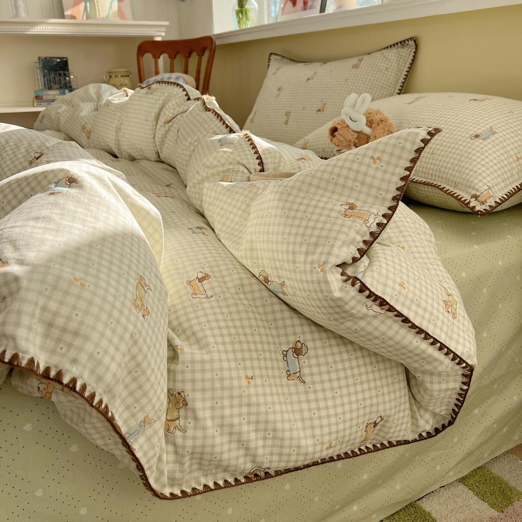 Ins Style 100% Pure Cotton Bedding Set: Duvet Cover and Sheet, Available In Four-Piece or Single Three-Piece Options
