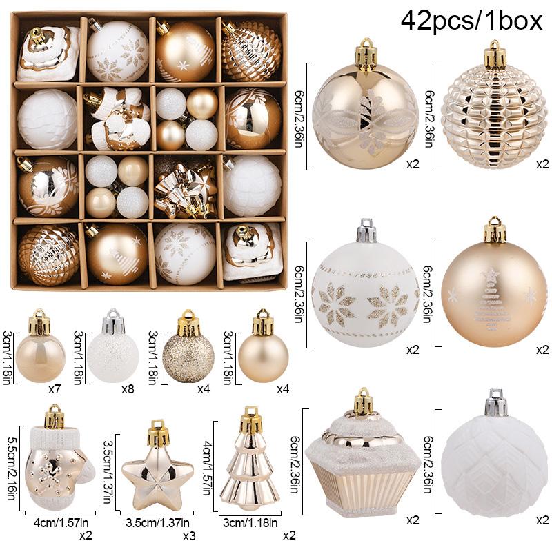 

42Pcs 6cm Christmas Ball Champagne Xmas Tree Hanging Pendant Ornaments 2025 Christmas Home Decoration 2026 New Year Party Gifts 6cm шампанского