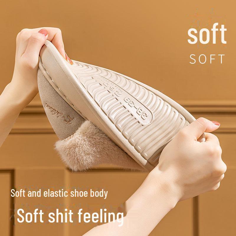 Plüsch-Hausschuhe aus Baumwolle für Damen und Herren: Warme, leise, rutschfeste Schuhe mit dicker Sohle für drinnen und draußen, perfekt für Herbst und Winter.