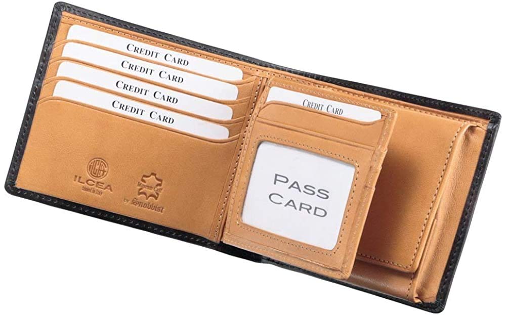 Snovist Men's Bifold Wallet, Museum Calf Leather, Free Personalization Engraving (02.Brown)