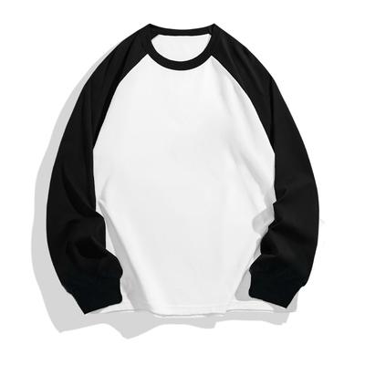 200G Cotton Women T-shirt Contrast Color Long Sleeve Bottom Black and White Color T-Shirt Minimalist Daily Wear Simple Basic