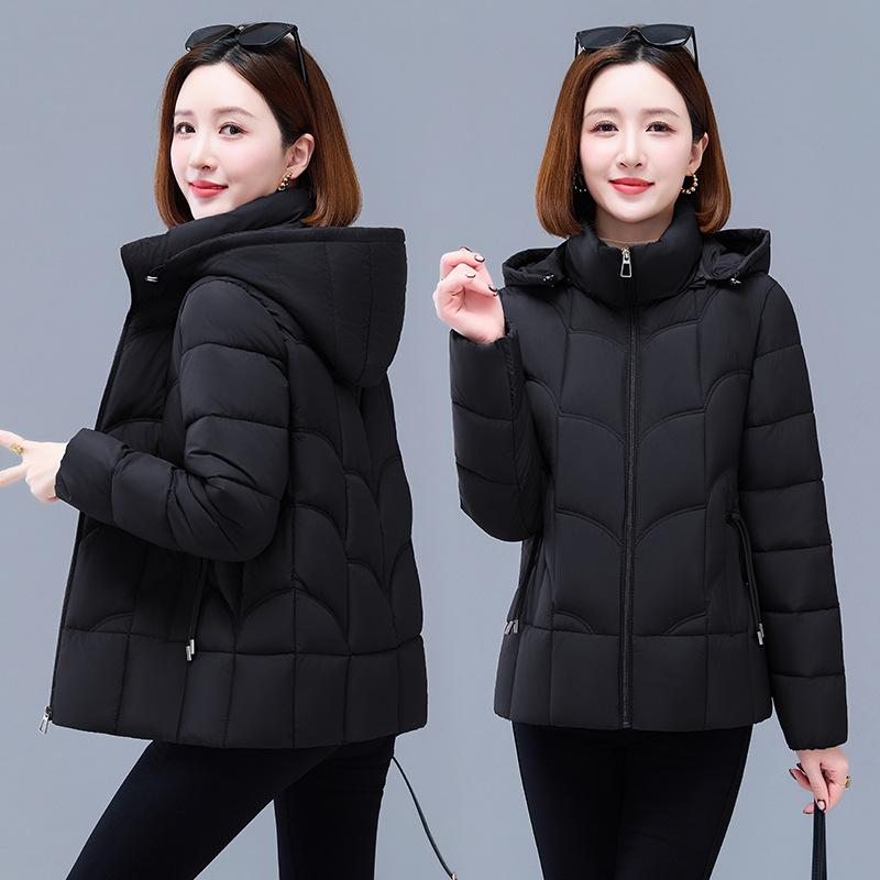 

Одежда для женщин среднего и пожилого возраста, Хлопковая куртка для защиты от холода, Толстая и теплая короткая хлопковая куртка, Зимняя хлопковая куртка XL чёрный