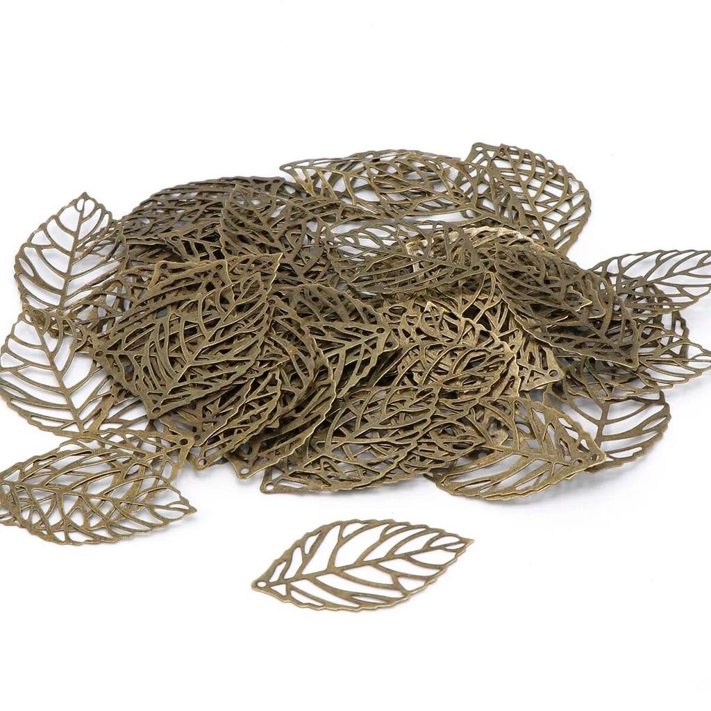 100pcs Metal Iron Leaves 2.4*1.4cm Pendant DIY Jewelry Material