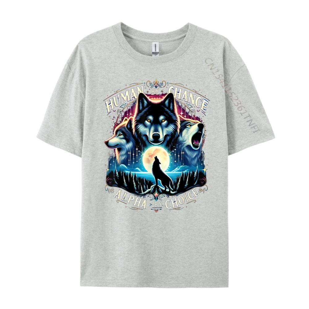 Human By Chance Alpha By Choice Cool Wolves Funny Wolf Meme Anime T Shirts Halloween Tee Shirt