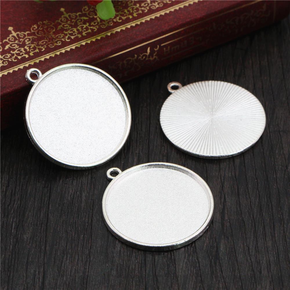 10pcs 25mm Inner Size Antique Silver Plated Square Cabochon Base Cameo Setting Charms Pendant For 10 mm Leather Bracelet