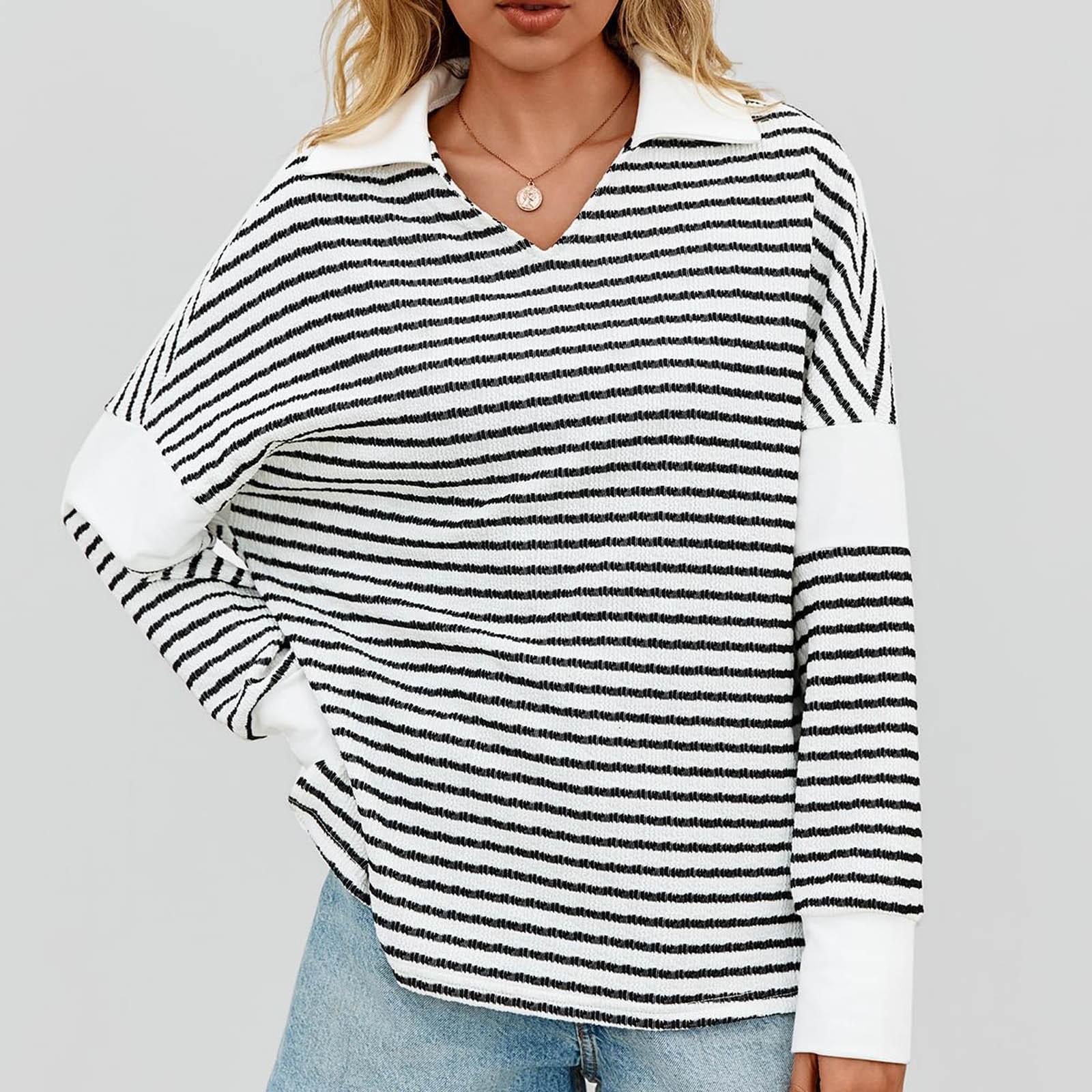 

Новая мода женская толстовка с V-образным вырезом, длинный рукав, воротник, топы, осенние наряды S