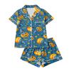 Women's Halloween Pajama Set with Short Sleeve Button Down Shirt and Shorts