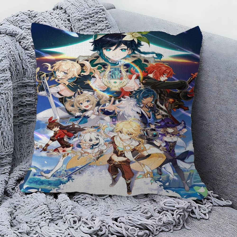 Genshin Impact Scroll Canvas Painting Pillow Anime Pillow Sofa Bed Head Pillow Cover Cushion Cover x cm Fashion
