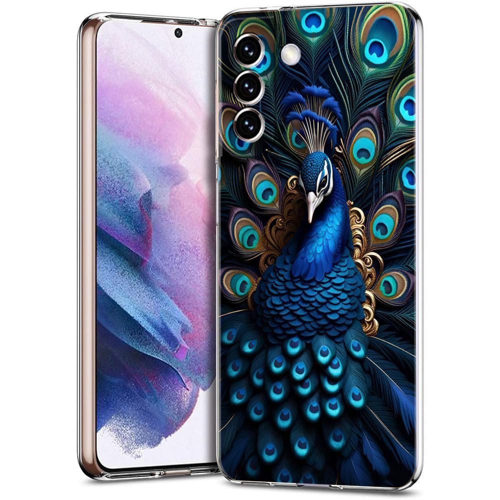 

Прозрачный чехол-бампер для Samsung Galaxy S25 S24 S23 S22 S20 S21 FE Ultra S24 S23 S10 Plus 5G с рисунком милого павлина for Samsung S25