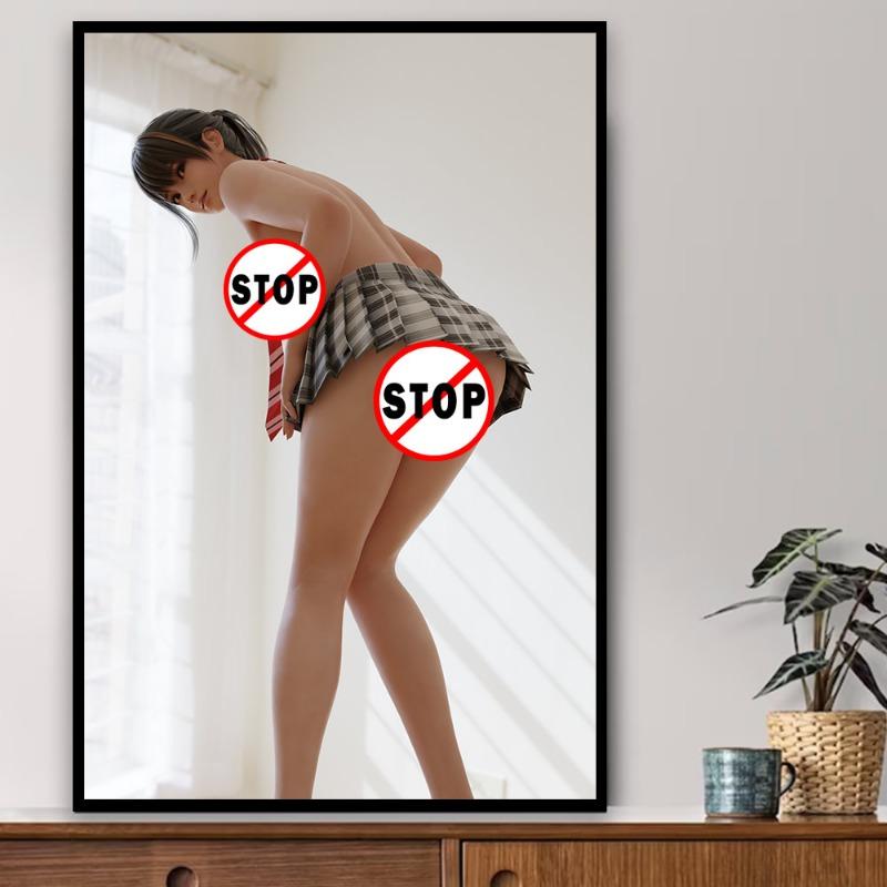 Nieocenzurowana gra seksowna piękność Kasumi plakat na płótnie dekoracja malarstwo NFSW dla dorosłych naga 18+ naga sztuka ścienna mural Rule34 graficzny