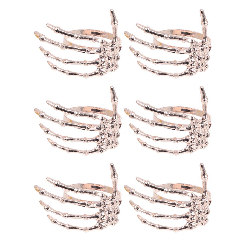 6Pcs Napkin Rings Halloween Decorative Alloy Ghost Palm Shaped Holders Stylish Table Ornaments for Home Decoration Use