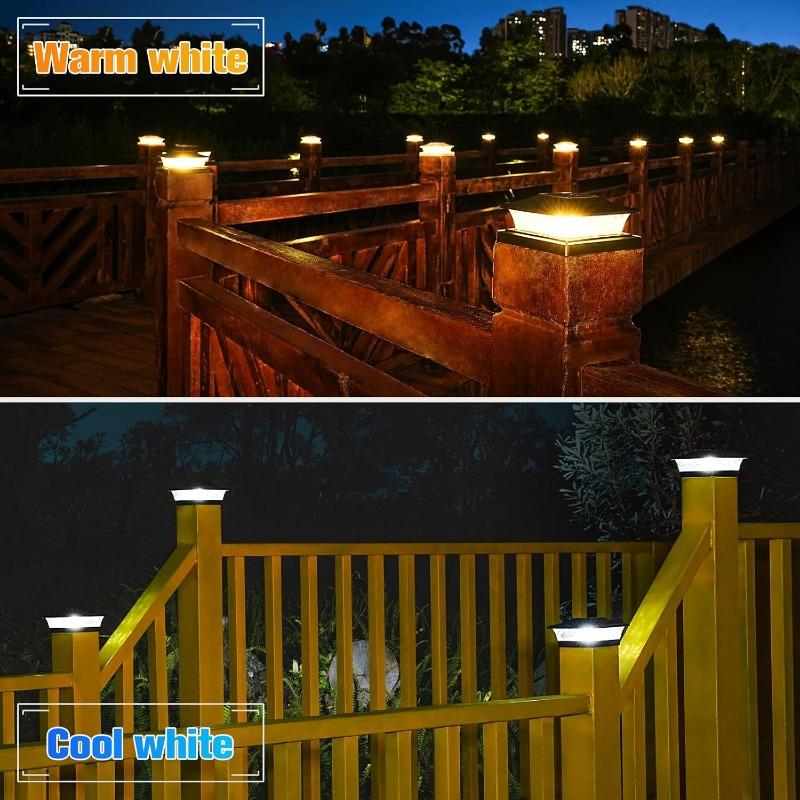Outdoor solar pole cap light fence cap light, suitable for courtyards/gardens/corridors, warm white, 2 lighting modes, winter decoration