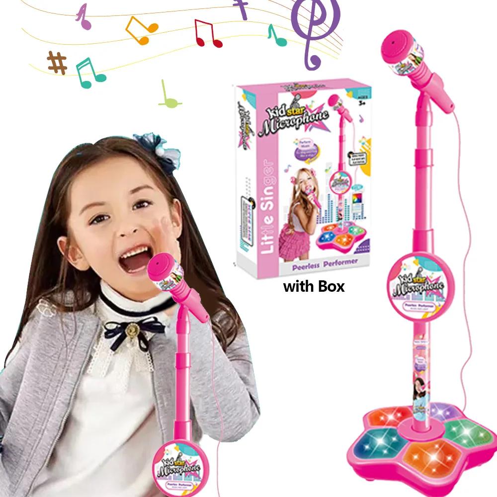 Kids Microphone With Light Stand Toy,Height-adjustable Microphone,Brain-Training Educational Toys Birthday Gift for Girl Boy