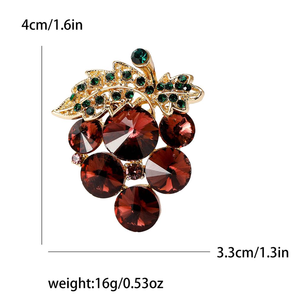 Fashion Rhinestone Grape Brooch Simple Vintage Fruit Styling Pin Women'S Dress Corsage Ornament
