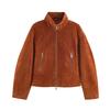 2026 Fall Womens Leather Look Stand Collar Jacket Loose Fit Casual Streetwear Outerwear