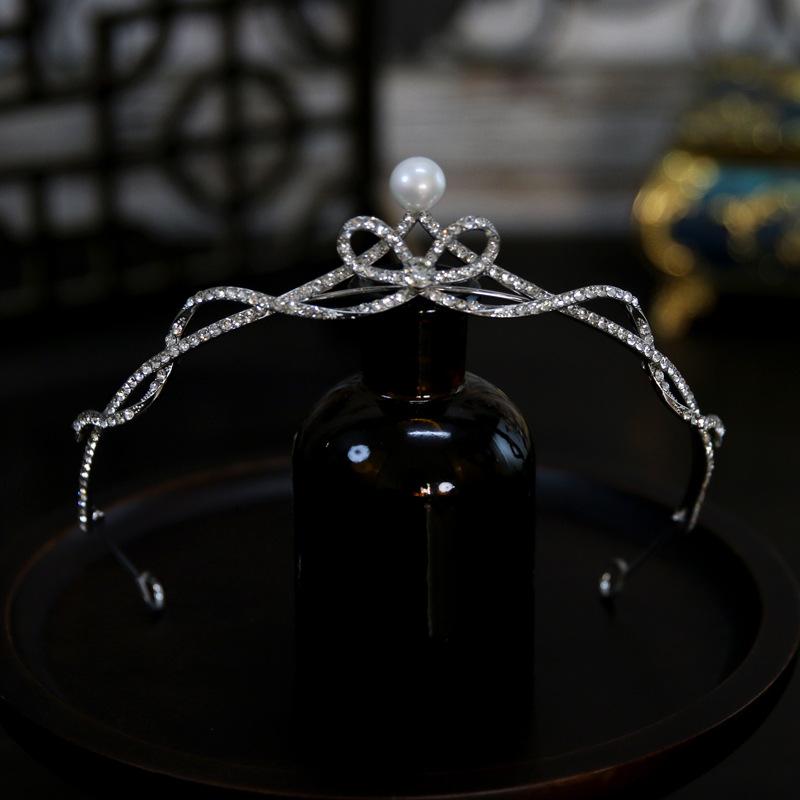 

Korean New Style Exquisite Compact Simple Pearl Bride Wedding Crown Headdress Crown Tiara Hair Accessories