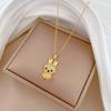 Red-Eye Long-Eared Rabbit Light Luxury Temperament Gorgeous Full Diamond Necklace Women'S Versatile Collarbone Chain Titanium Steel Chain