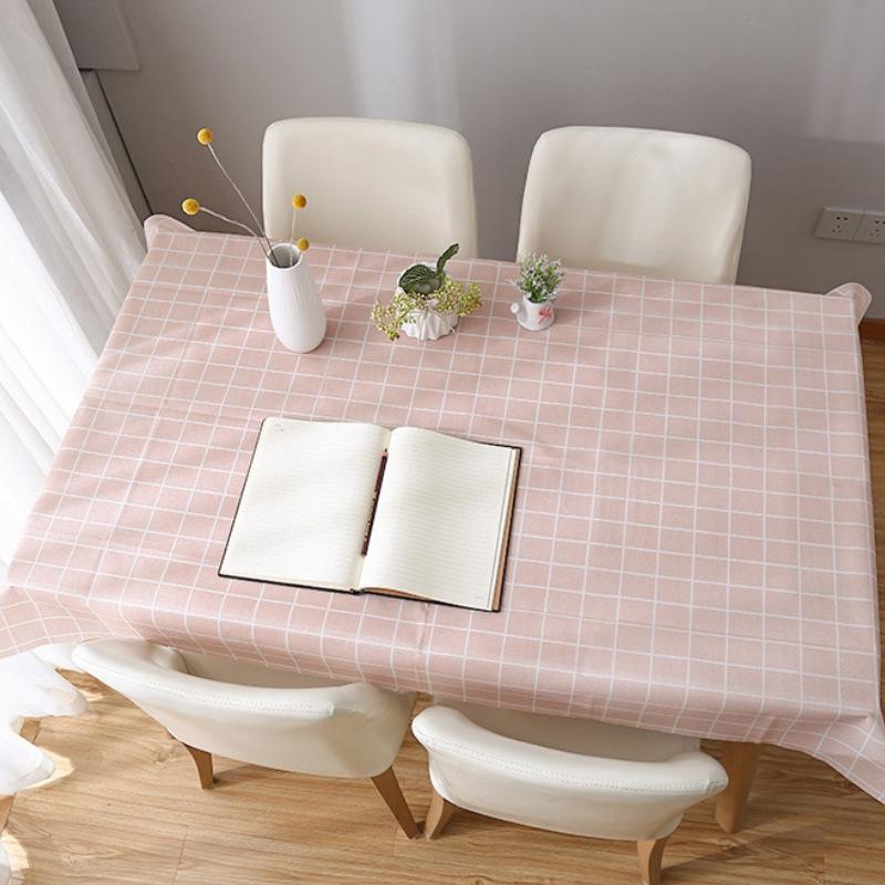 Simple Style Four -Color Plaid Tablecloth Oil -Proof And Wash -Free Pvc Coffee Table Tablecloth