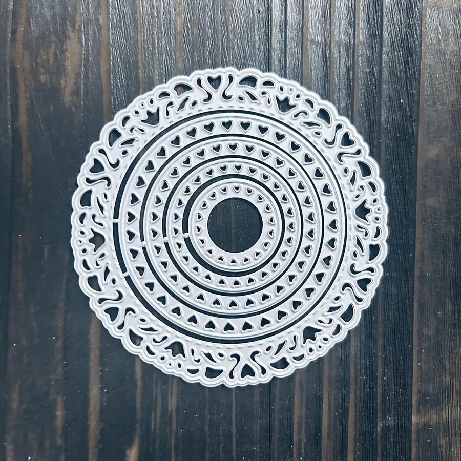 5 Stück/Set Runder Herzförmiger Rahmen Hintergrund Metall Stanzschablonen Schablone für DIY Scrapbooking Fotoalbum Prägepapier Karten Handwerk Stanzteile