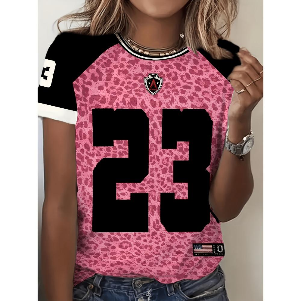 Summer best-selling fashion trend digital 23 printed T-shirt, personalized sportswear for women and children