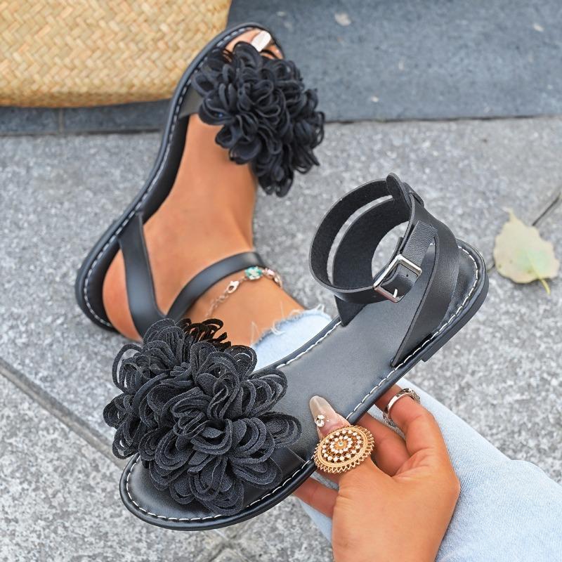 Women's flat slippers women's summer new fashion flower word casual beach cool slippers