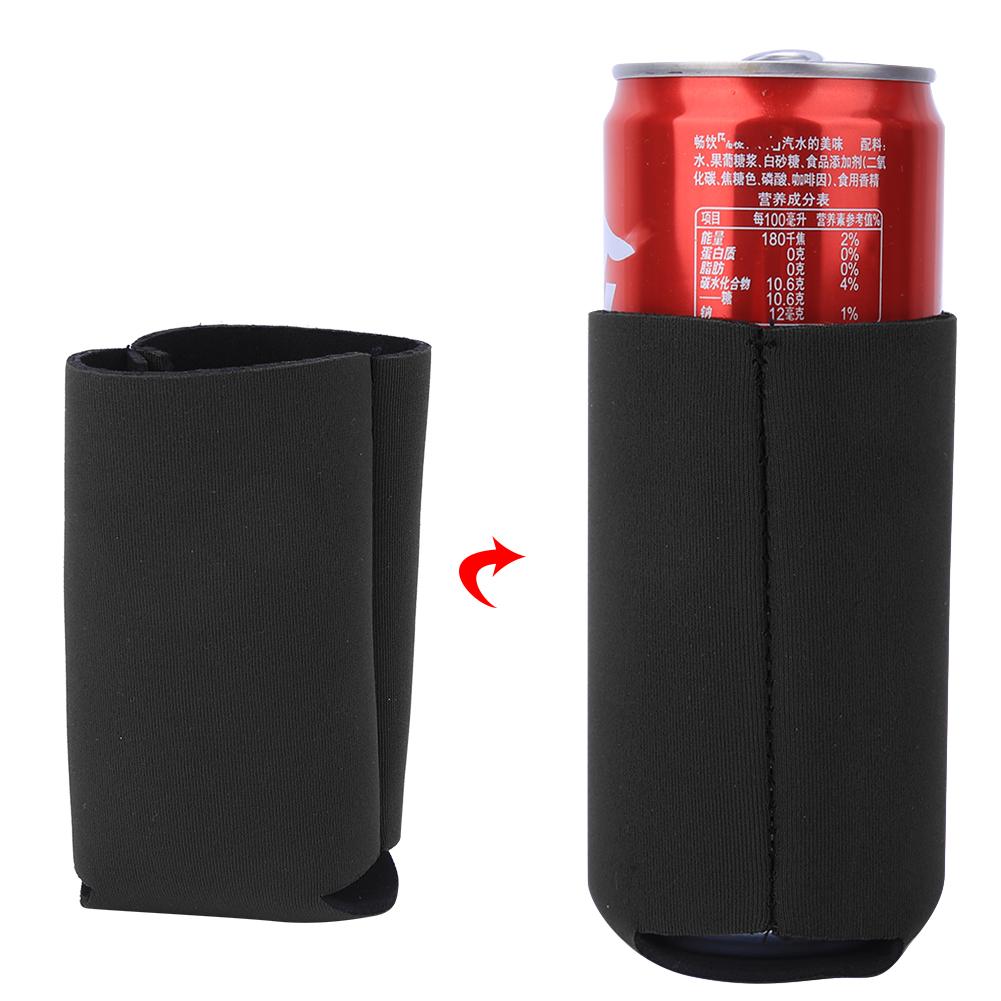 2PCS Neoprene Collapsible Outdoor Sports Water Bottle Cover Portable Cup Insulation Sleeve Bag AccessoriesBlack