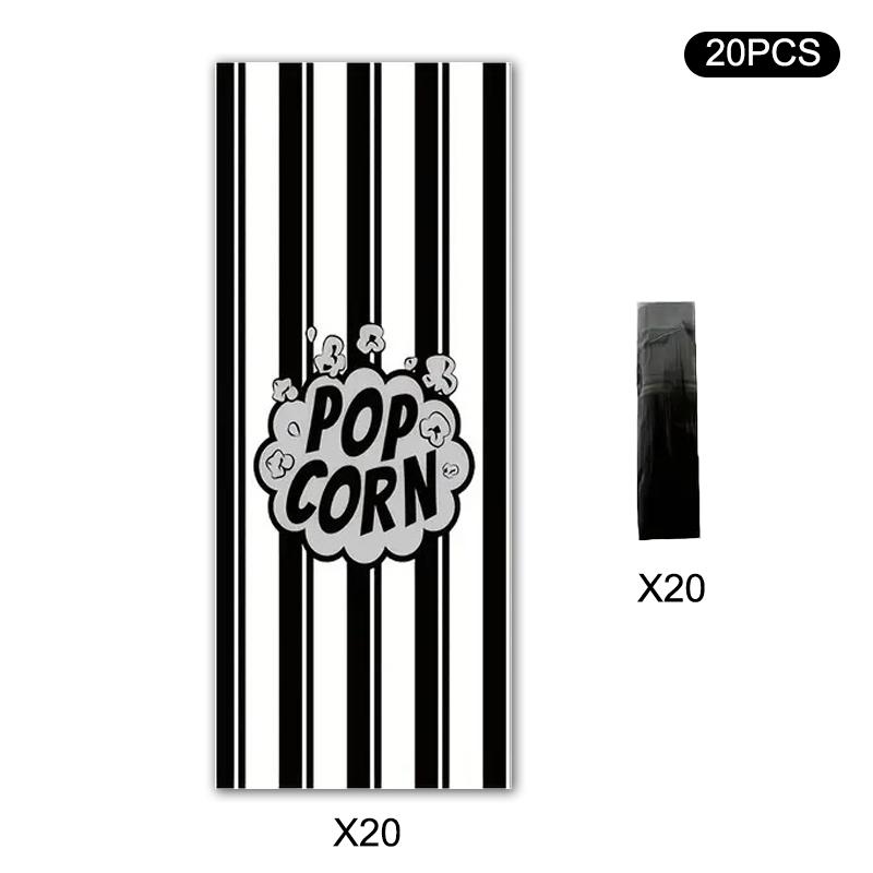 

20/50/100Pcs Popcorn Packaging Bag Carnival Stripes Bags With Ties Portable Food Snack Bags Treats Containers Party Supplies