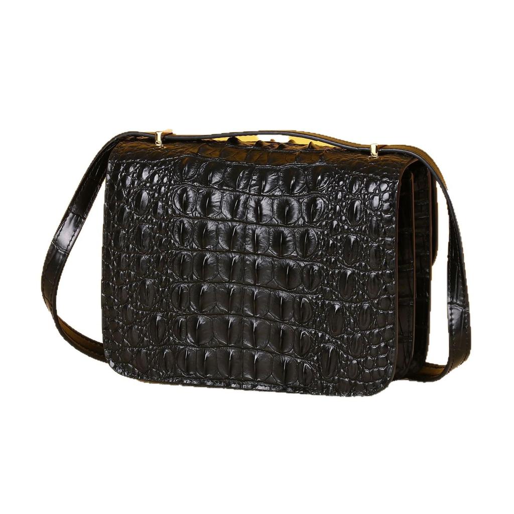 Mała kwadratowa torebka na ramię z łańcuszkiem, w stylu krokodyla, dla kobiet