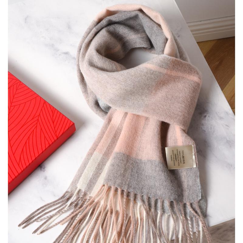 100 pure wool scarves for men and women, winter high-end new plaid scarves, gifts for couples