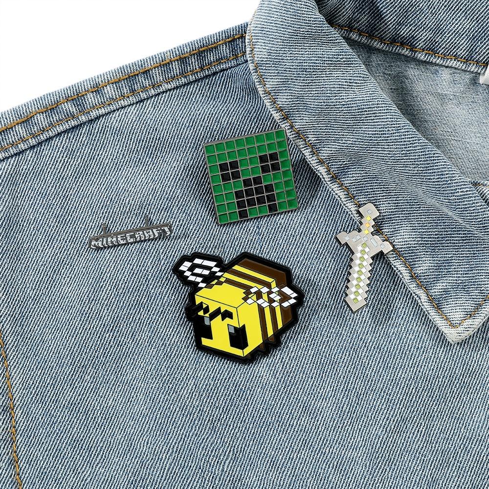 Cartoon Creative Personalized Game Peripheral Metal Badge My World Creeper Pixel Style Bee Sword Accessories