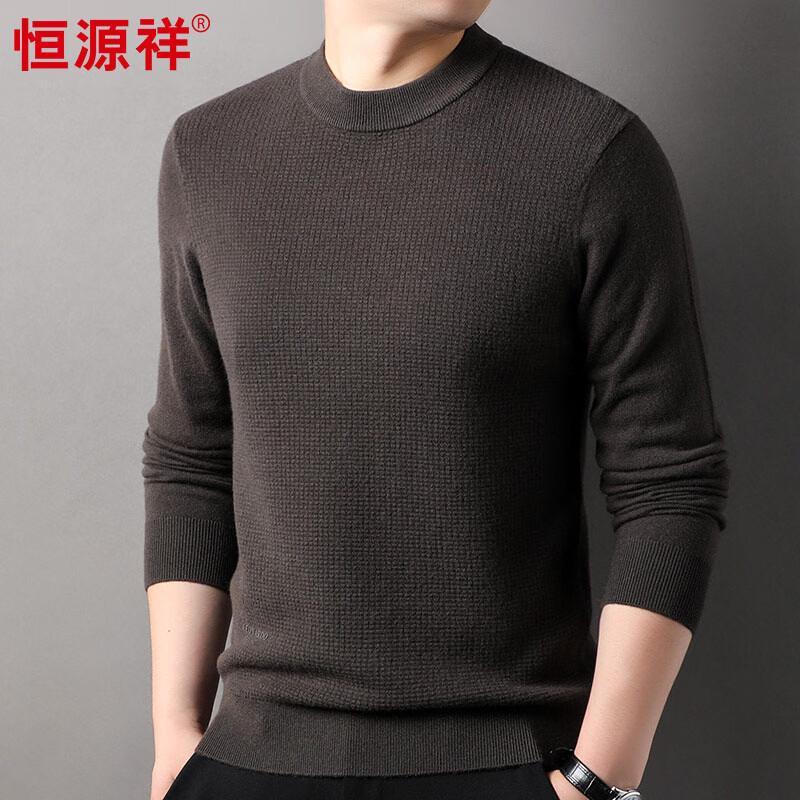 Hengyuanxiang Men s 100% Pure Wool Semi-High Neck Sweater L (175/92A)