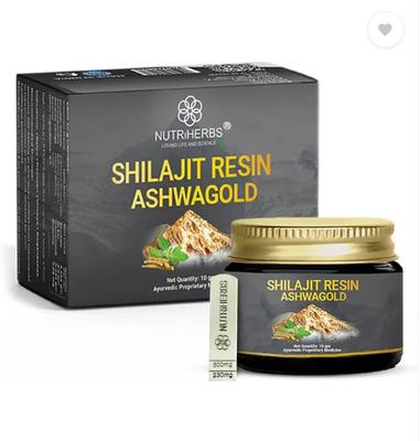 Nutriherbs Ρητίνη Shilajit Χρυσή με Ashwagandha (Ασβαγκάντα) για Ανακούφιση από το Στρες & Αντοχή 10γρ