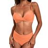 Women's Split Sexy High Waist Colour Bikini Fashion With Bra Pads No Steel Support Swimsuit