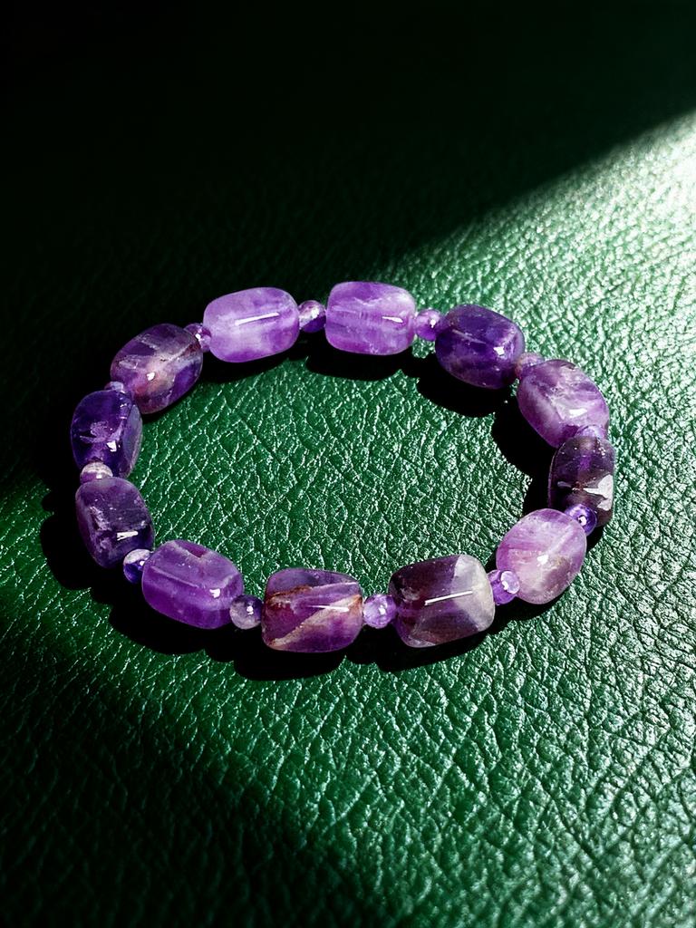 Amethyst Bracelet Natural Stone Healing Crystal Energy Reiki Charm 4mm Beads & Rectangle Beads for Spiritual Balance Jewelry New
