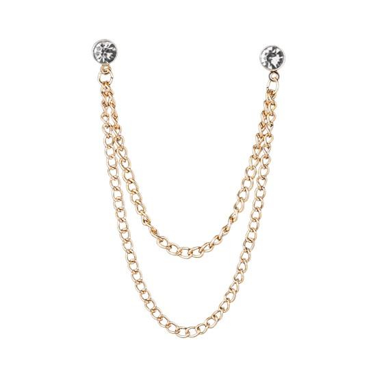 Pánský odznak Špendlík drahokamu Dekor Dvojité řetízky Protiskluzové Oblékání Leštěný kabát Límec Špendlík Kabát Brož Oblečení pro dospělé Klobouky Tašky Šperky