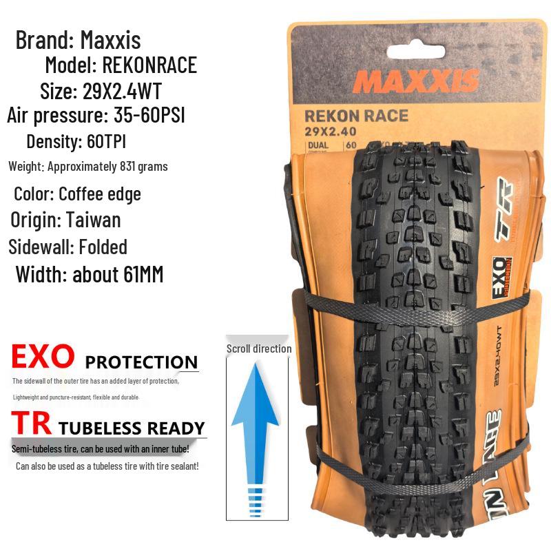 Maxxis REKON RACE Tubeless Faltbarer Mountainbike-Reifen, Gelbe Seitenwand, 27,5/29 x 2,25/2,35