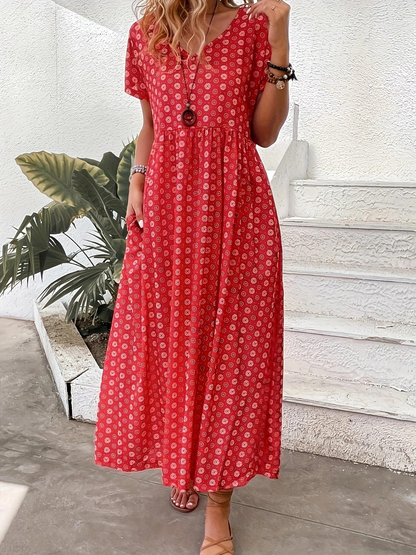 2026 Europe, America, Amazon wish summer women s new hot-selling short-sleeved rest dress long dress women s clothing S