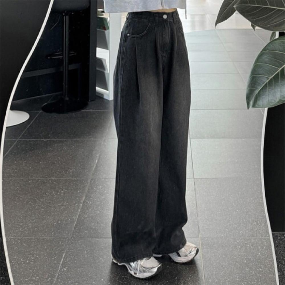 New ArrivalS Open Run Women S High waiSt Vintage Pintuck Wide jeanS