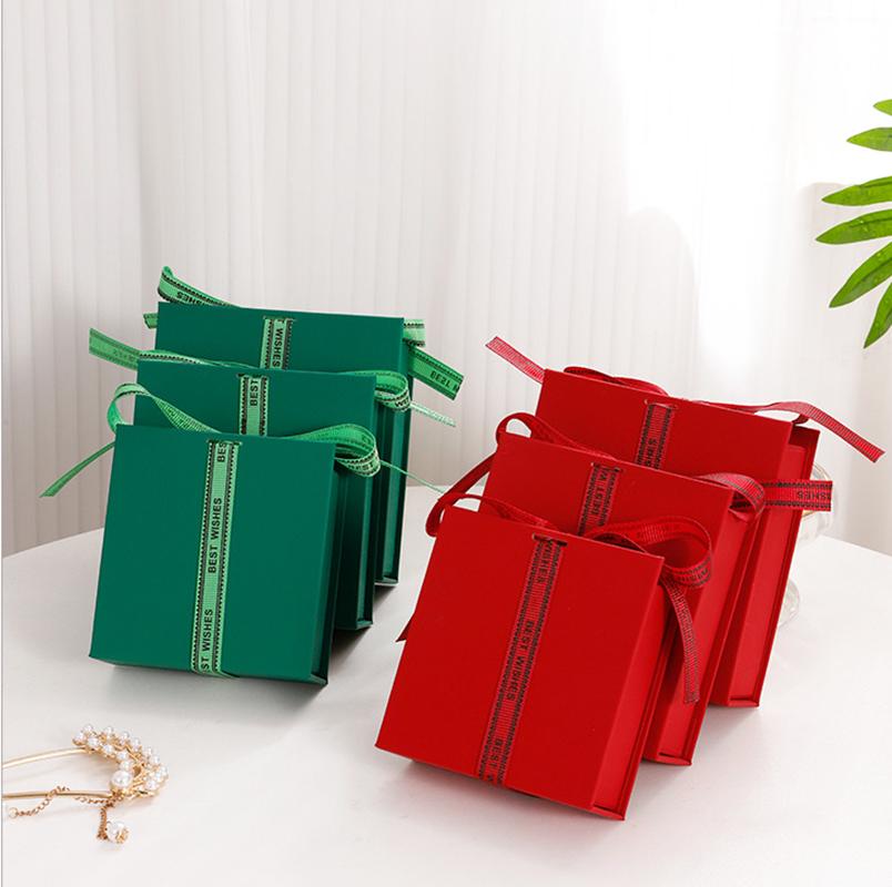 Bow Ribbon Paper Jewelry Box Necklace Earrings Bracelet Ring Storage Organizer High-end Flip Gift Jewelry Packaging Box Joyero