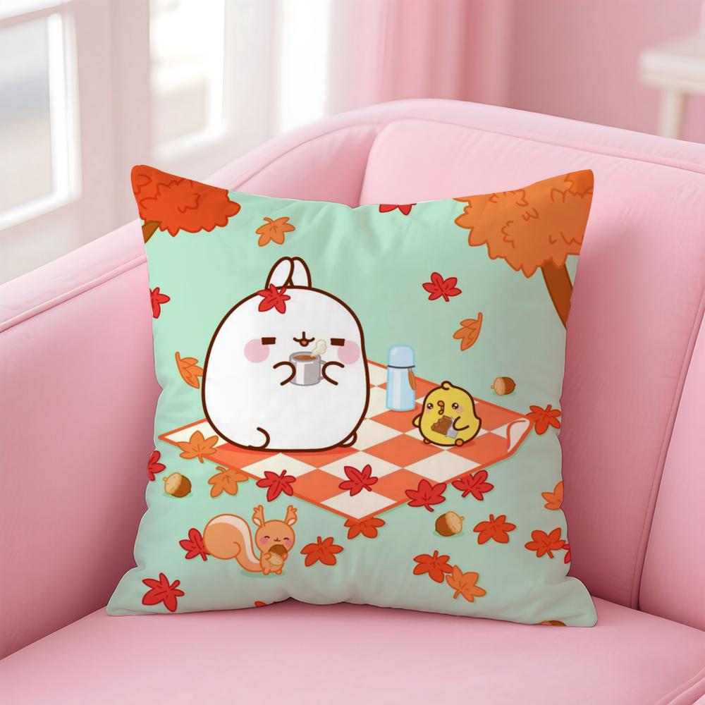 Cute M-Molang Cushion Cover Comfortable Reversible Pillow Cover Ideal For Car Sofa Bedroom & Beyond